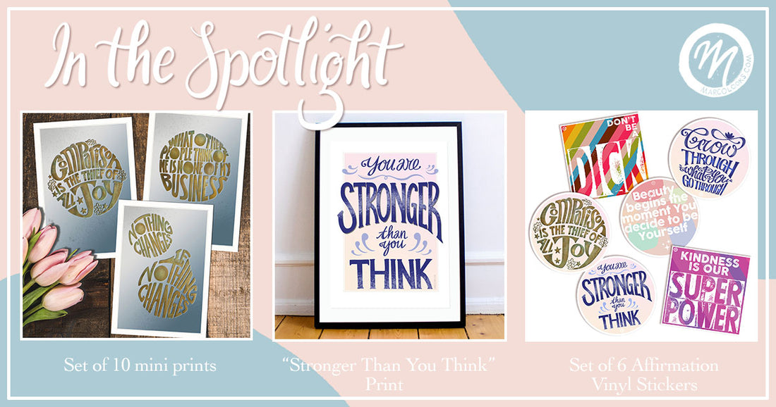 MarcoLooks collection spotlight. Mood lifting prints and vinyl stickers