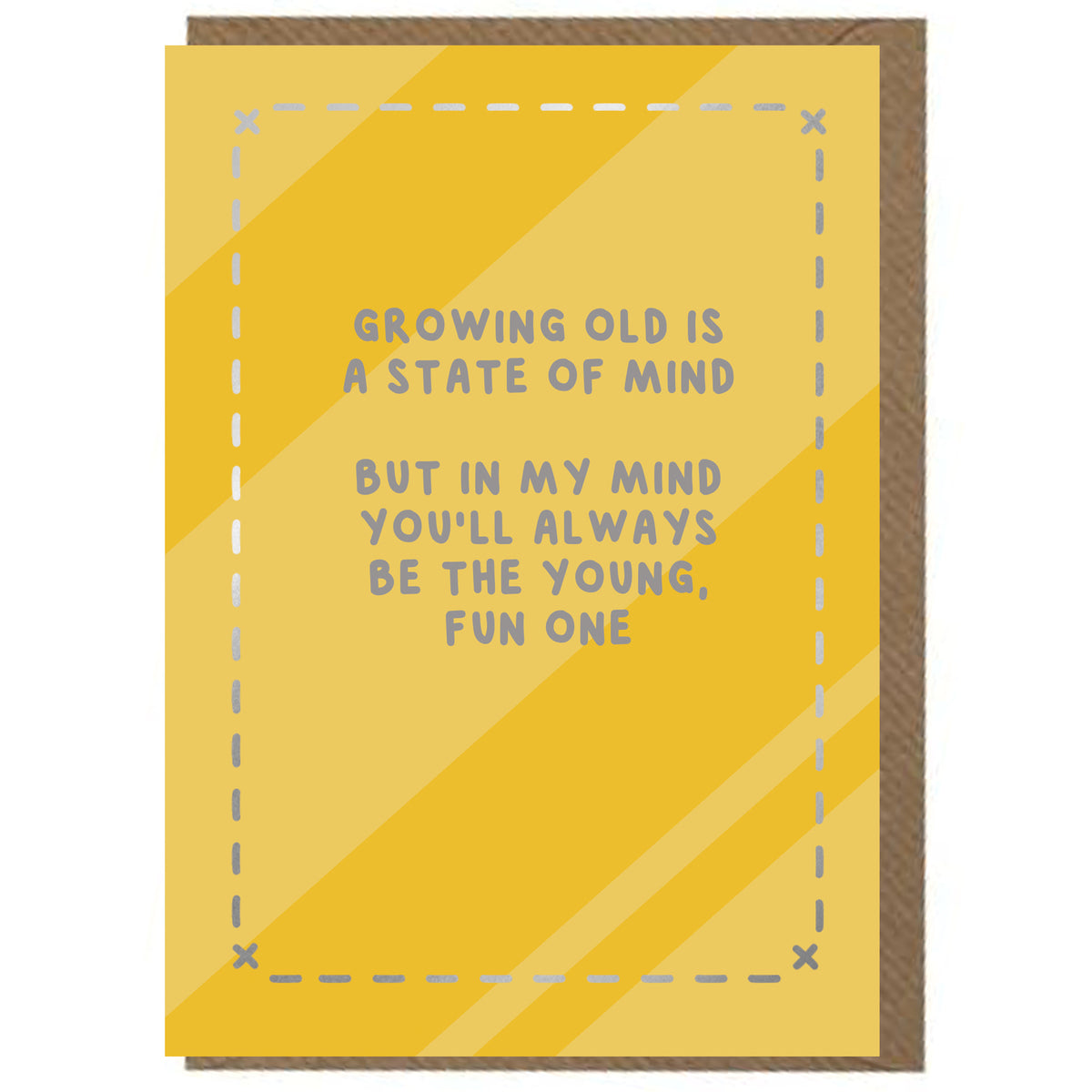 Funny, Wordy, Yellow, Stripey, Every Day Card - Foiled -5x7"