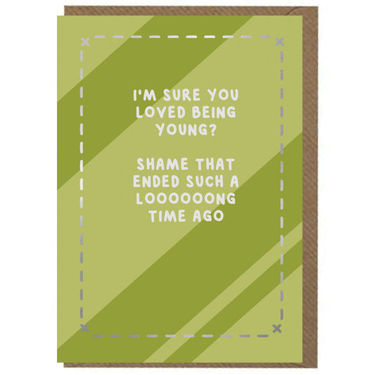 Funny, Wordy, Green, Stripey, Every Day Card - Foiled -5x7"