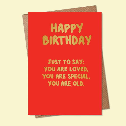 Funny Birthday Card - Foiled - A6 - You Are Loved