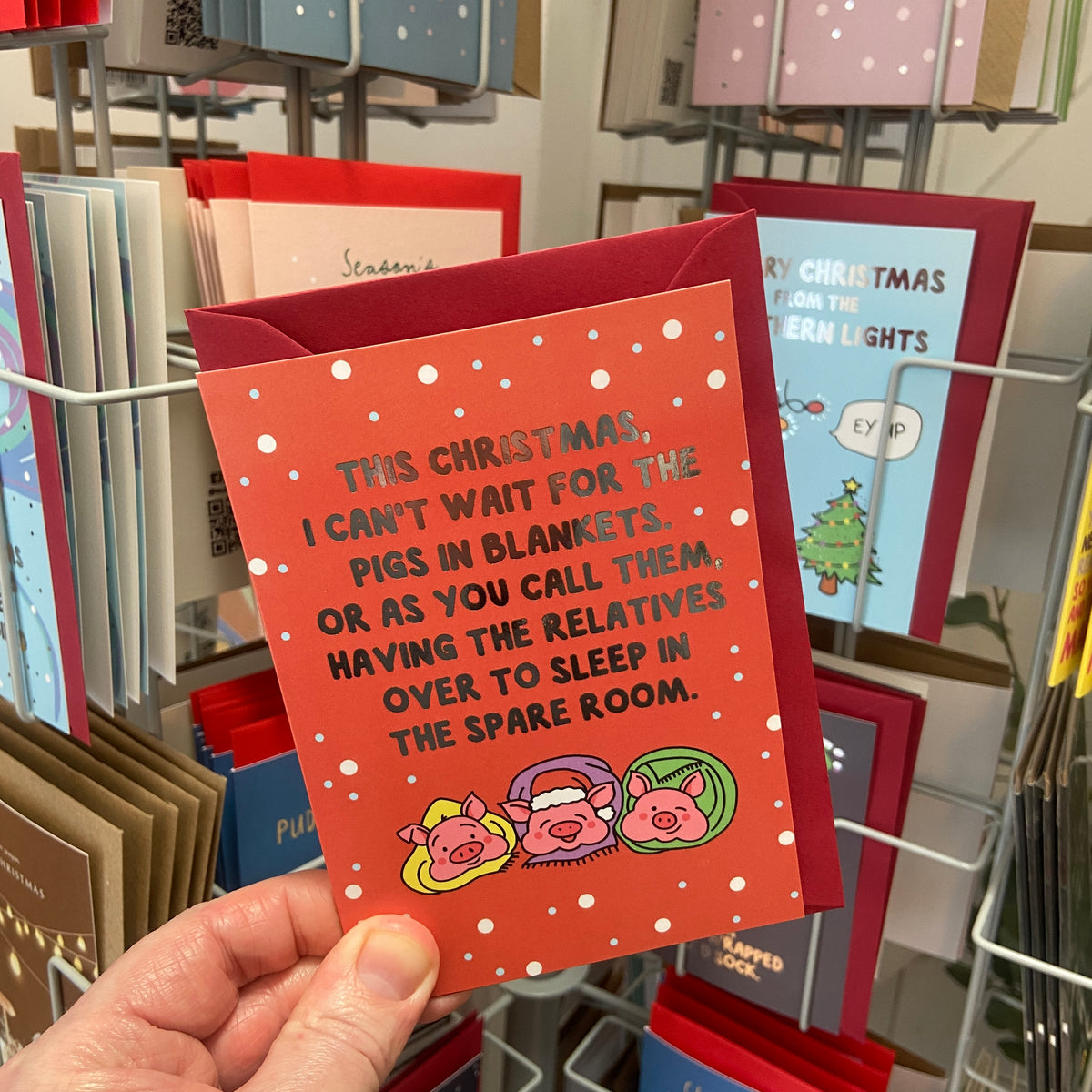 Funny Christmas Card - Xmas Pigs in Blankets!