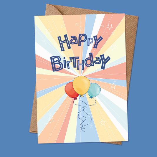 HAPPY BIRTHDAY BALLOONS - Greetings Card